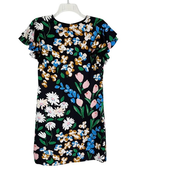 Kate Spade Silk Twill Meadow Floral Sheath Mini Dress In Black Multicolor Size 4 - Picture 14 of 16